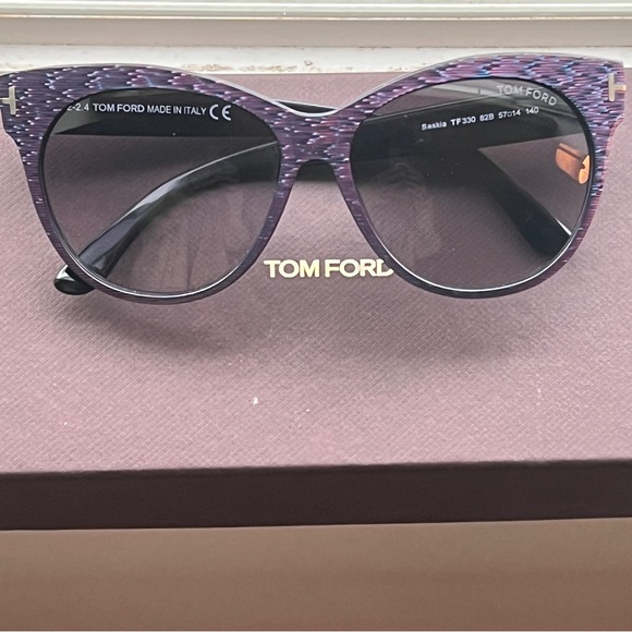 TOM FORD Round Sunglasses-Saskia style-Gradient lenses-Purple and Blue frames - Picture 2 of 7